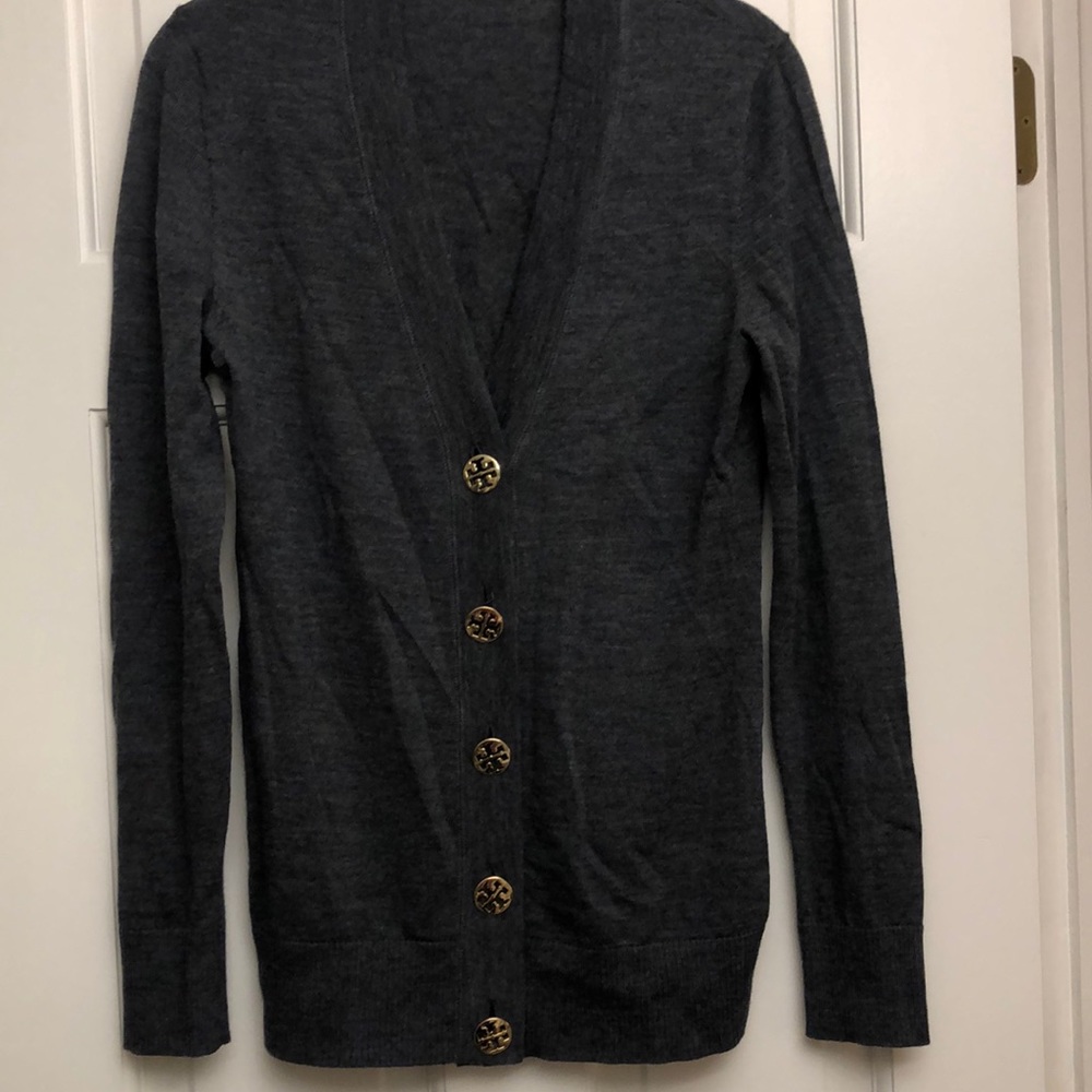 Tory Burch Simone Cardigan - Wool - Charcoal Grey
